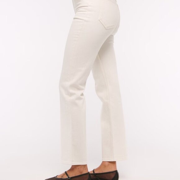 Abercrombie & Fitch Ultra High Rise Ankle Straight Jean- White- Size 28 - Picture 3 of 14